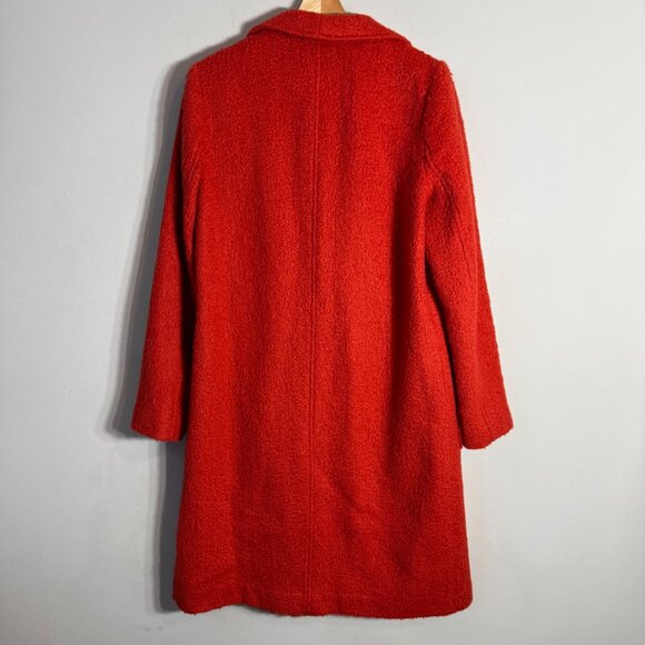 Bernardo Textured Wool Coat Women's Medium Orange Overcoat Pea Coat Jacket Chic - Picture 11 of 15